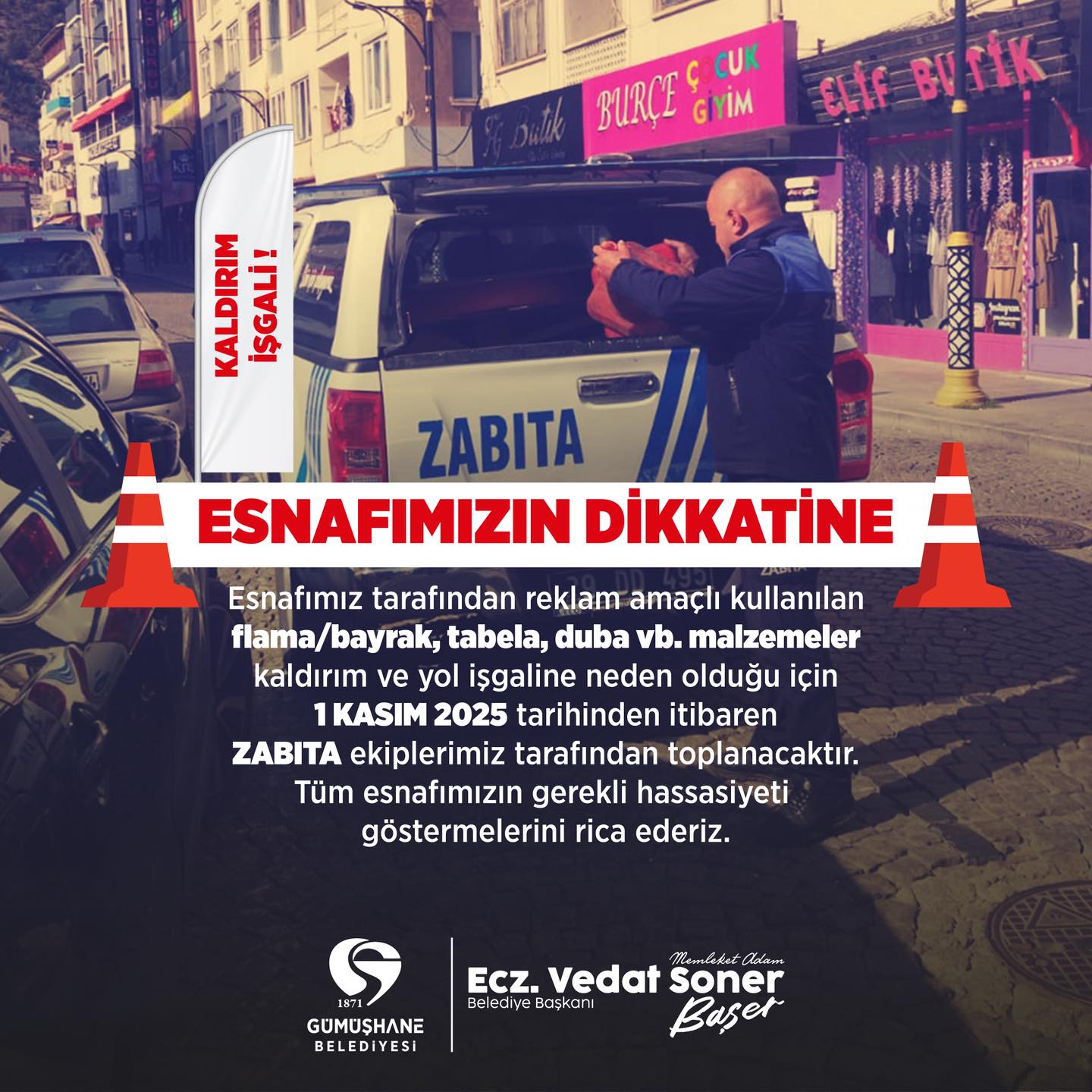 Gümüşhane Belediyesi, şehir estetiğini korumak ve yayaların güvenliğini sağlamak amacıyla