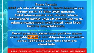 Kelkit Ticaret ve Sanayi Odası, 2025 yılı üye aidatlarının ikinci