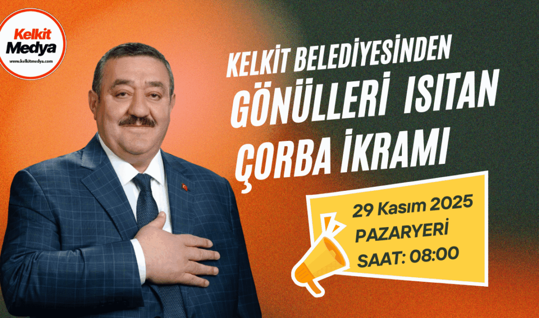 Kelkit Belediyesi’nden Cumartesi Pazarında Sıcak Çorba İkramı Kelkit Belediyesi, sosyal belediyecilik anlayışı kapsamında yarın Cumartesi Pazarı’nda vatandaşlara