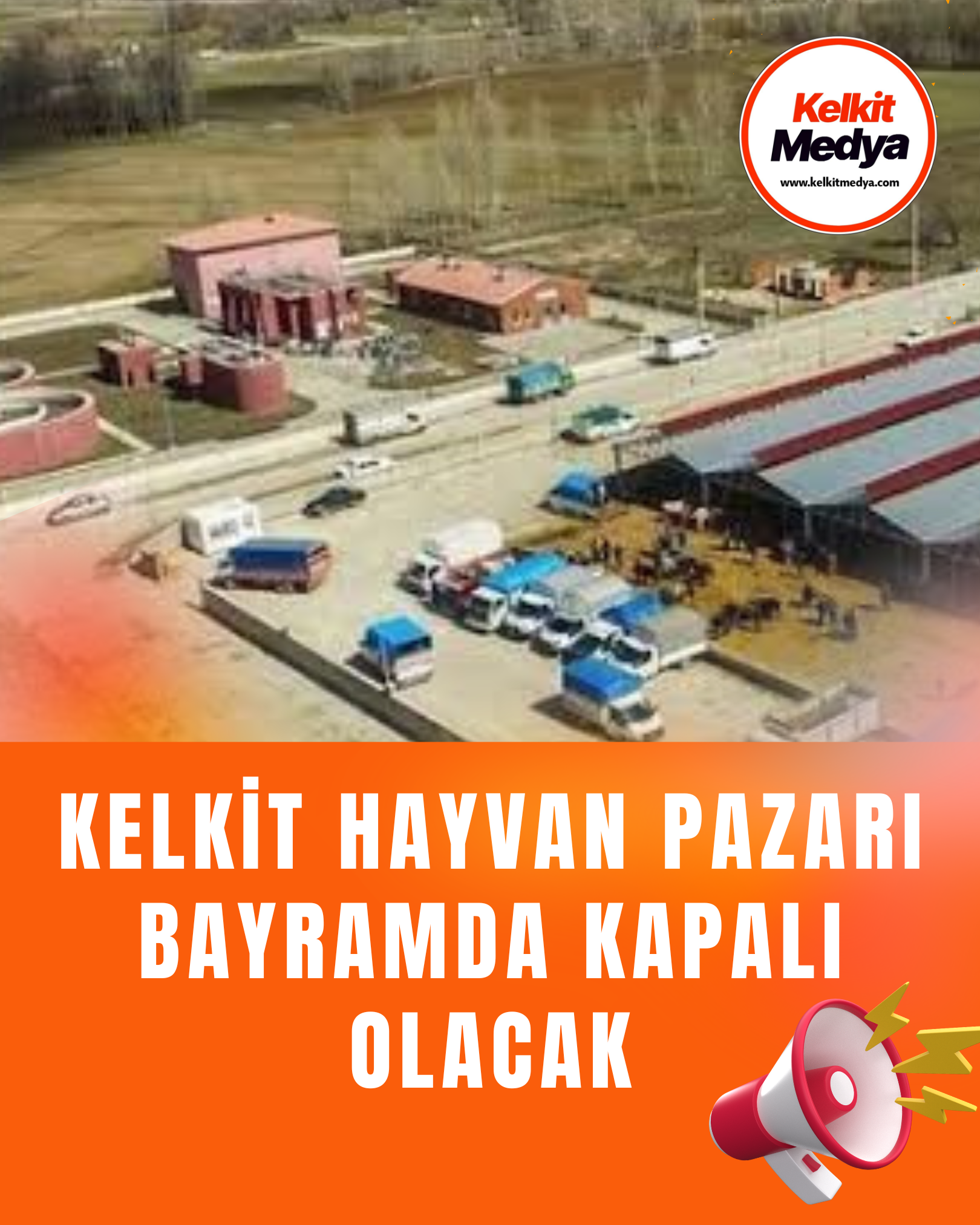 Kelkit Hayvan Pazarı, Ramazan Bayramı dolayısıyla Cumartesi günü kapalı olacak.