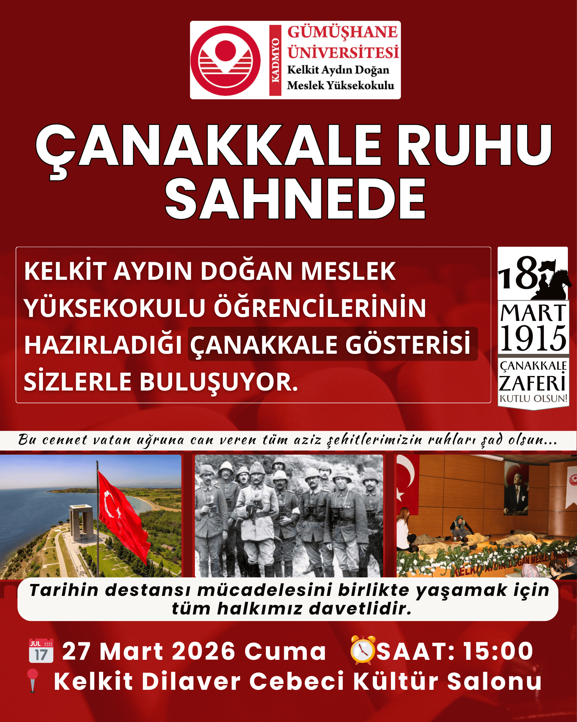 Kelkit Aydın Doğan Meslek Yüksekokulu öğrencileri tarafından hazırlanan Çanakkale temalı