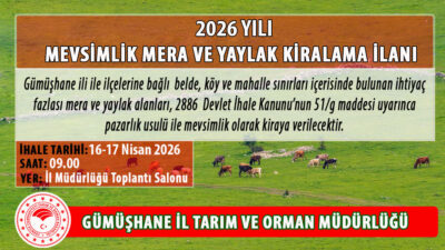 Gümüşhane İl Mera Komisyonu, il genelinde ihtiyaç fazlası mera ve