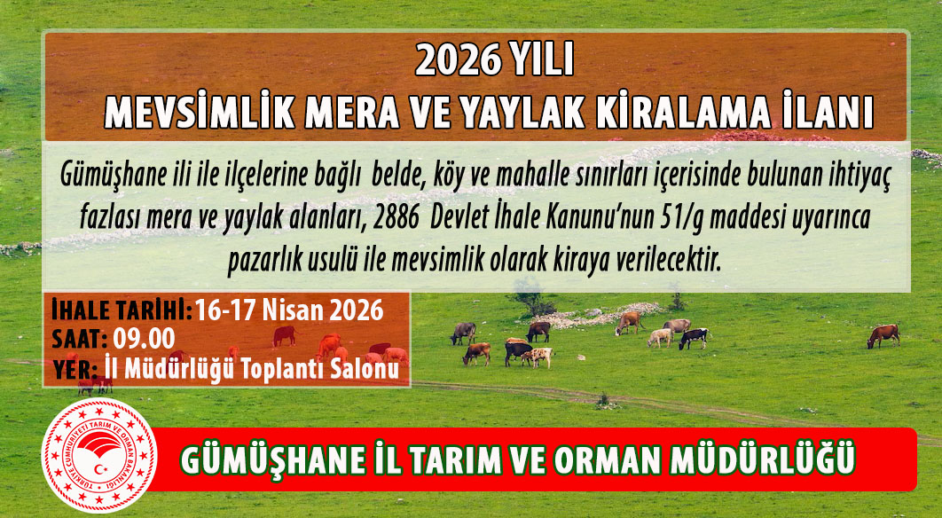 Gümüşhane İl Mera Komisyonu, il genelinde ihtiyaç fazlası mera ve