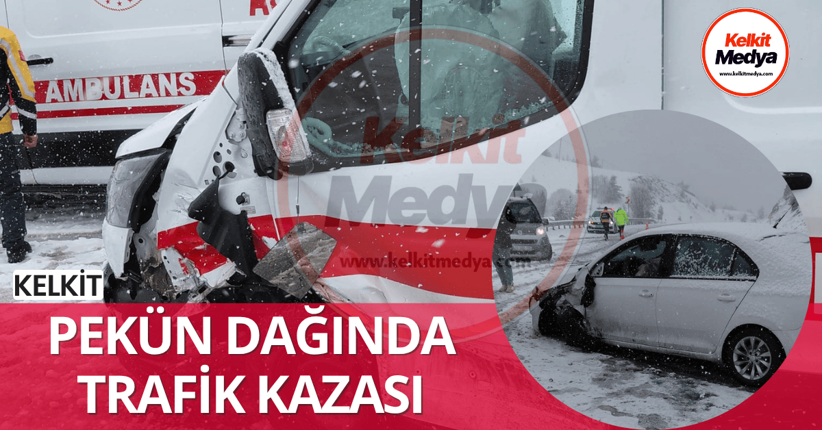 Kelkit’te etkili olan kar yağışının ardından meydana gelen trafik kazasında