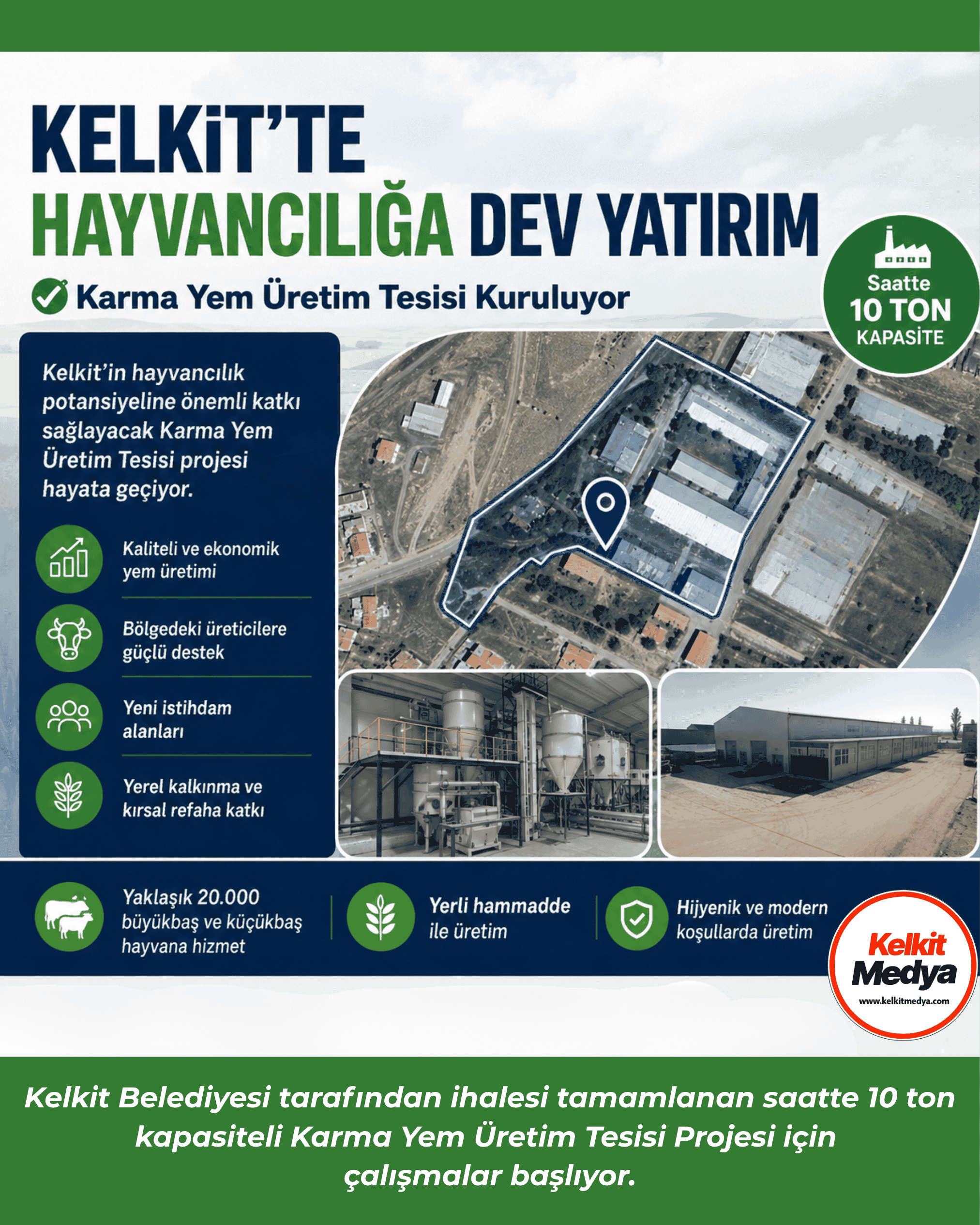 Kelkit Belediyesi tarafından ihalesi gerçekleştirilen saatte 10 ton kapasiteli Karma